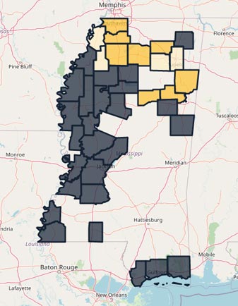 MDAH Ancestors by County Map
